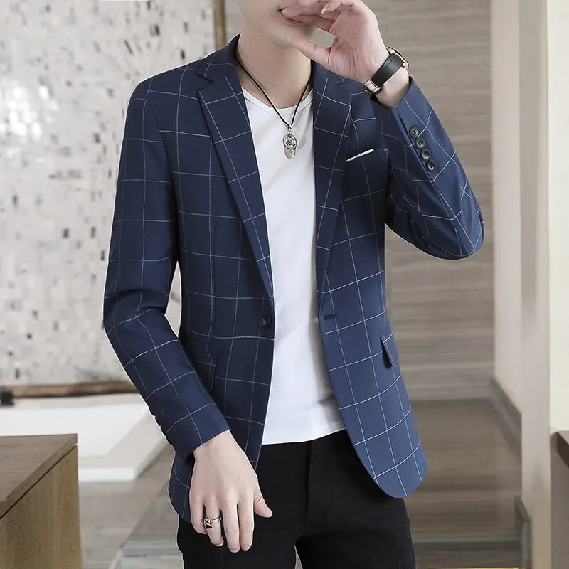 2025 explosive plaid pattern British suit jacket slim casual comfortable handsome mens clothing 250514