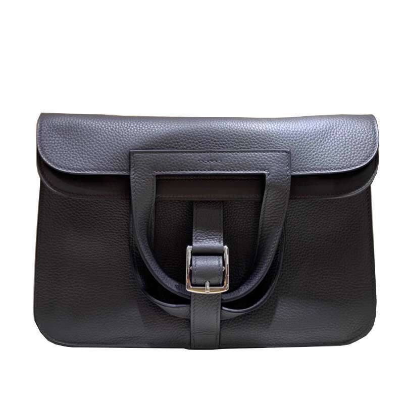 Horseshoe women s new model Hazan bag letter package top layer cowhide single shoulder crossbody hand held leather small square