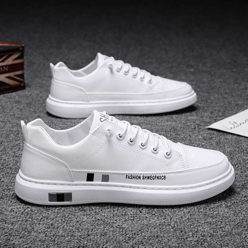 Breathable Little for Men 2024 New Korean Casual Men's Fashion White Leather Top Board Shoes Spring Live Broadcast