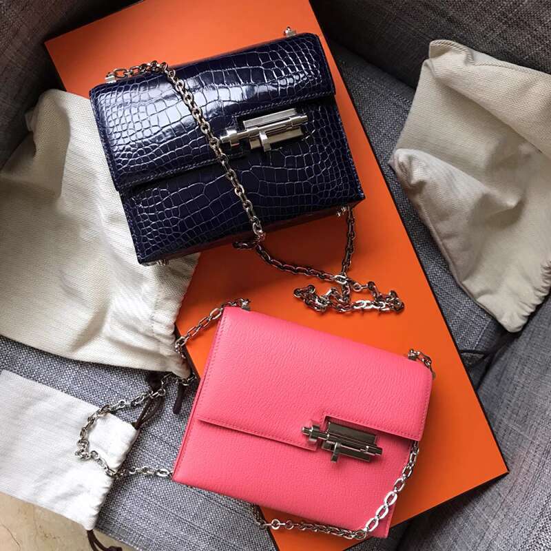 Yang Mi s same chain pin new single shoulder crossbody leather women bag small square toe cover layer cowhide simple