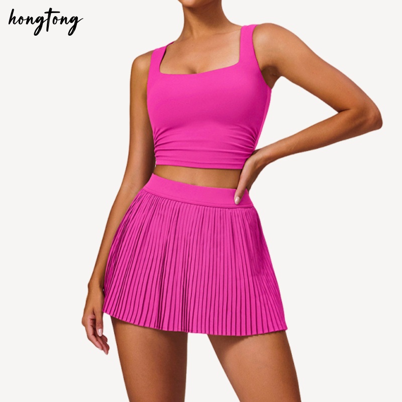 Gym set yoga outfits women sports breathable bra workout sets outdoor running skort skinny elastic quick dry athletic clothes size s-l