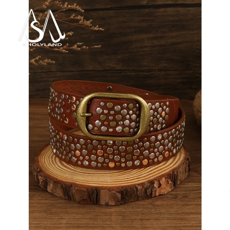 Practical Punk Street Hit Heavy Metal Belts No Rules Claw Nails Diamond-studded Jeans Embellished with Belts 250519