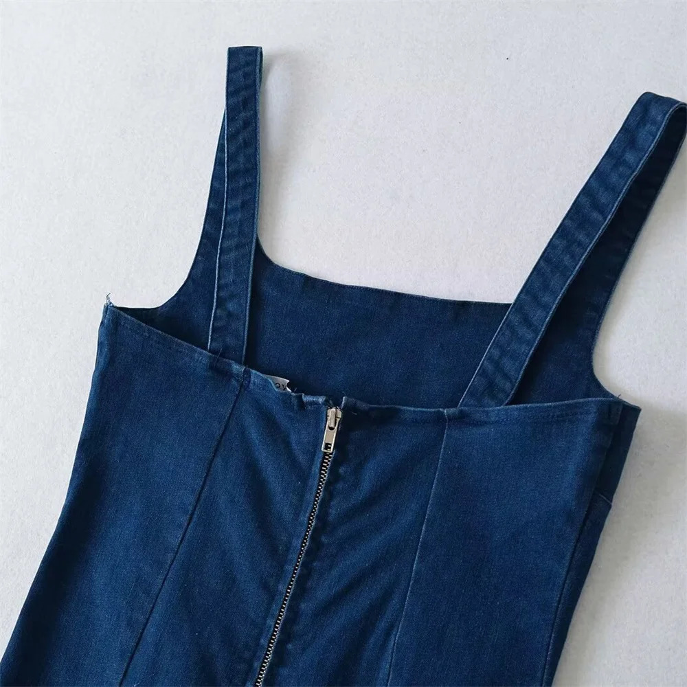UNIZERA Womens Cowboy Bag Hip Tank Top Skirt Square Collar Zipper Decoration SpringSummer Product Casual Wear 250520