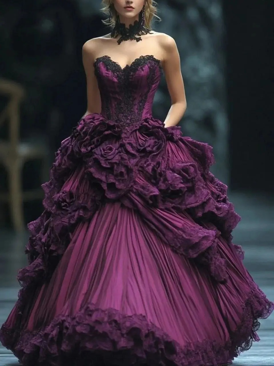 Sexy Sweetheart Prom Dresses Fashion Flowers Puffy Tiered Evening Dress Customized Floor Length Cocktail Gown