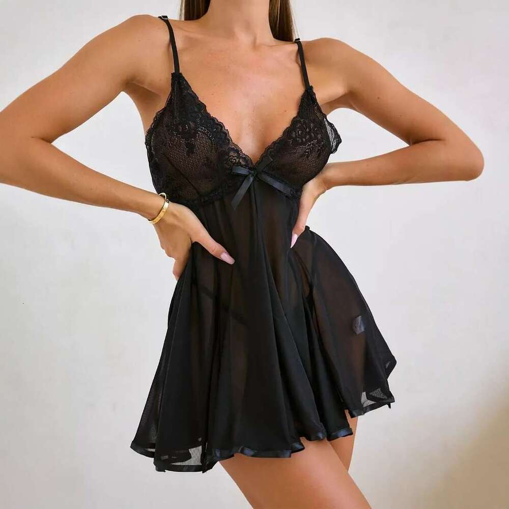Vestido De Mujer Dresses for Woman Elegant Whitedress Designer Dress Slim Fitting Deep V Lace Lazy Sexy Lingerie Thin Womens Silk Pajamas Suspender Ni