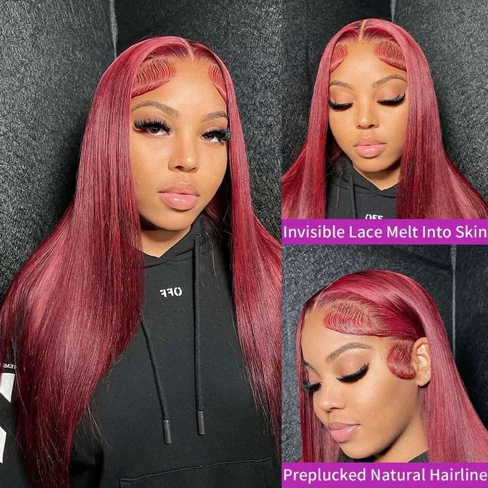 99j Bury 200 Density 13x4 13x6 Full Preplucked Colored Straight Frontal Wig HD Transparent Lace Human Hair Wigs