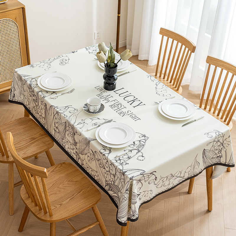 T0471 new lambskin printed tablecloth light luxury atmosphere tablecloth waterproof and oil-proof washable coffee table cloth heat insulation
