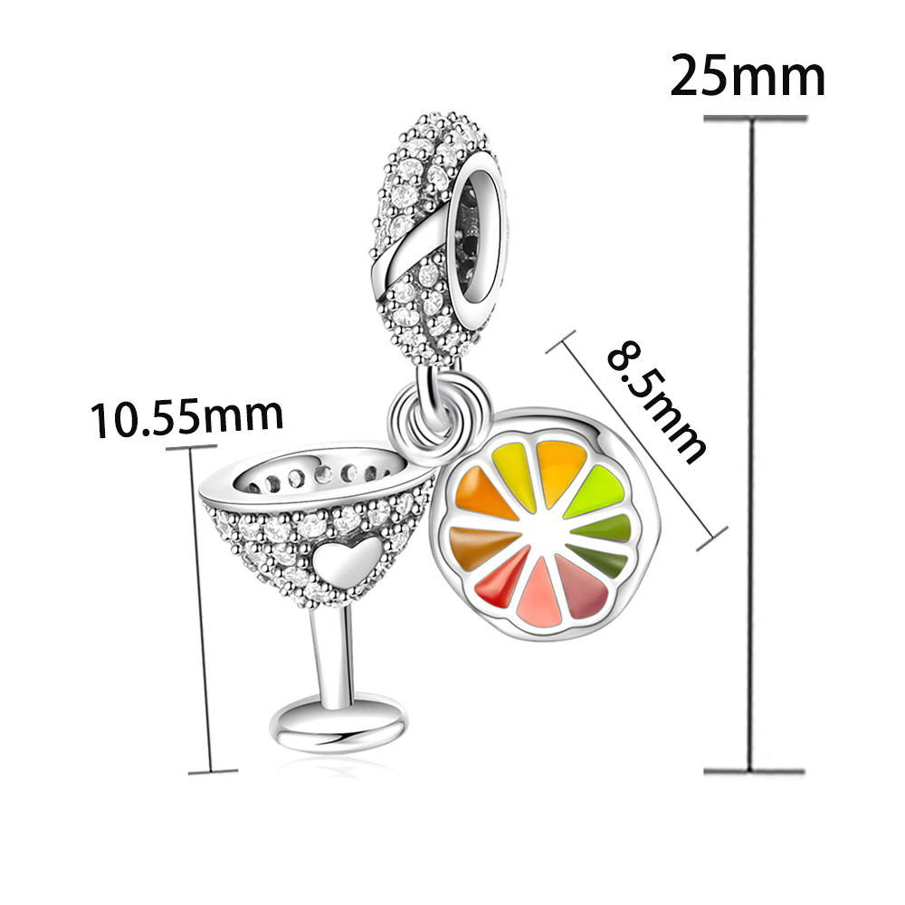 FewDook 2025 New Summer Juice Red Wine Series Wine Glass,Drink,Glass Cheers Dangle Charm Fit Pan Charms Fine Bracelet DIY Party Jewelry Designer for W