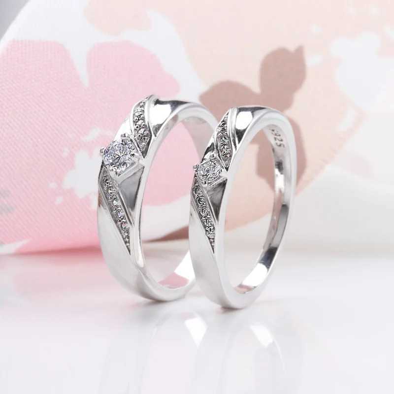 New 925 Sterling Silver Wedding Ring Sets Light Zircon Ring for Women Men Classic Fashion Couples Fine Jewelry Circle with Box L250519