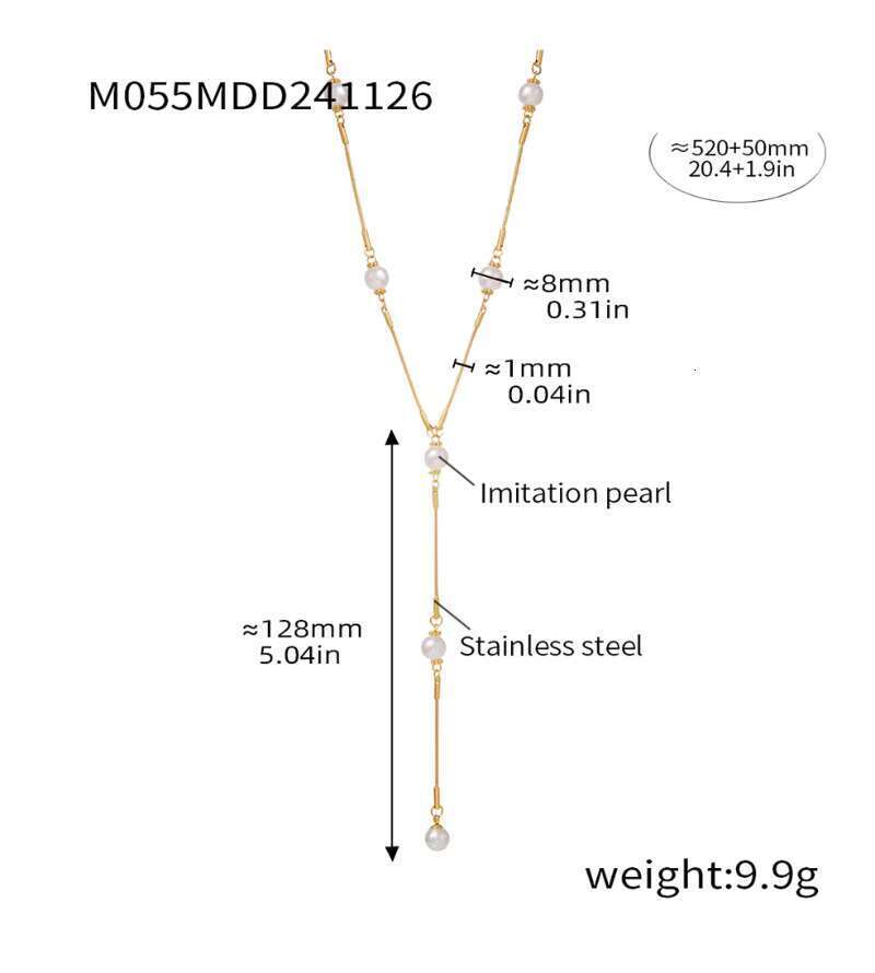G4058 stainless steel collarbone sweater chain pearl pendant Y tassel women's necklace