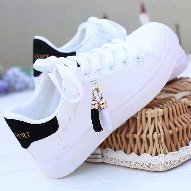 Leather faced white women's summer breathable running student Korean version casual sports board shoes, low cut flat shoes
