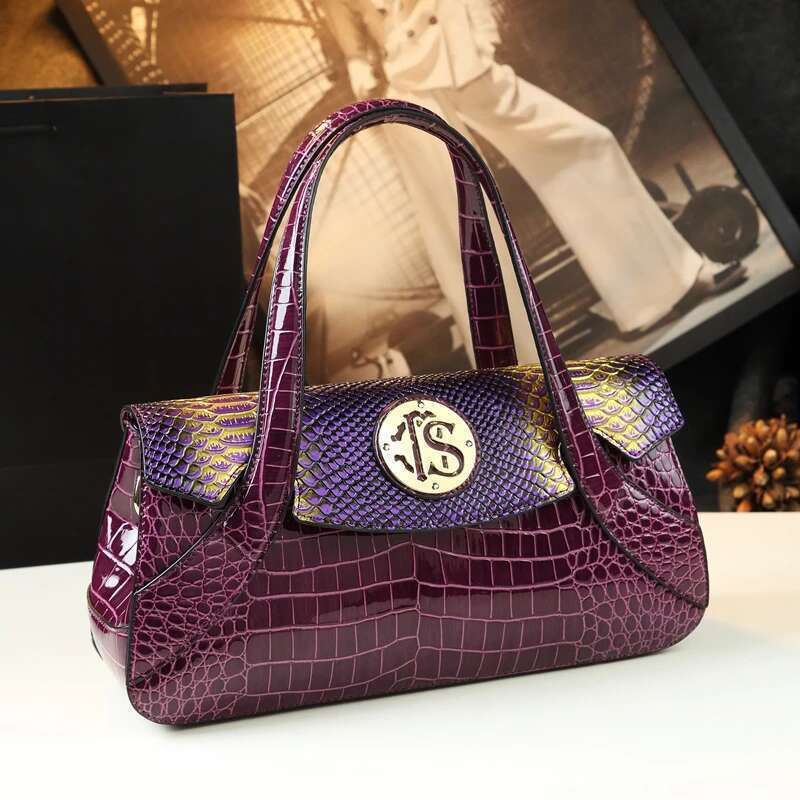 Genuine Leather Women's Bag Fashion Snake Pattern Ladies Tote Handbags Large Capacity Mom Shoulder Crossbody Bags