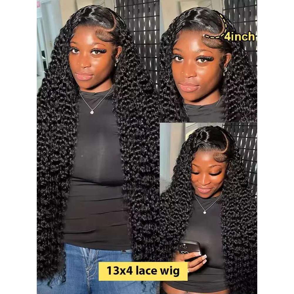250 Density Transparent HD Human Hair Wig 30 32 40 Inch Deep 13x4 Curly Front 13x6 Water Wave Lace Frontal Wigs