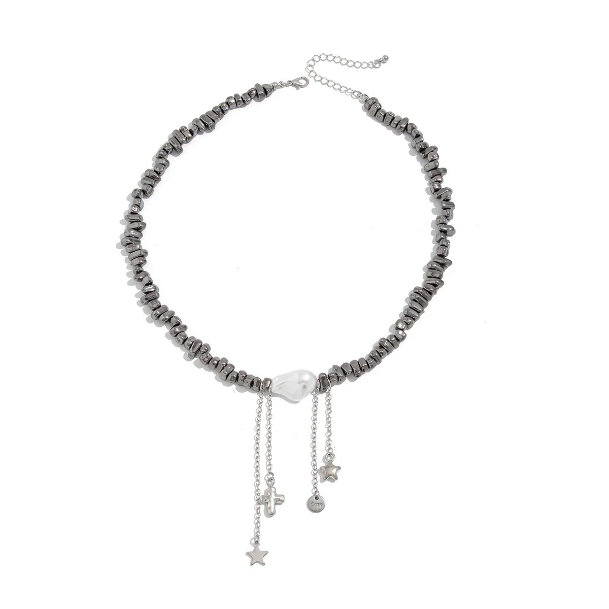 Ingemark Fashion Pearls CCB Beaded Necklace Women Hip Hop Punk Five-pointed Star Pendant Necklace Steampunk Jewelry 250520