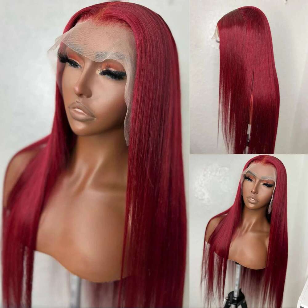 13X4 Dark Front Straight Synthetic Wig Long Green Colored Hair Lace Frontal Wigs for Women Heat Fiber