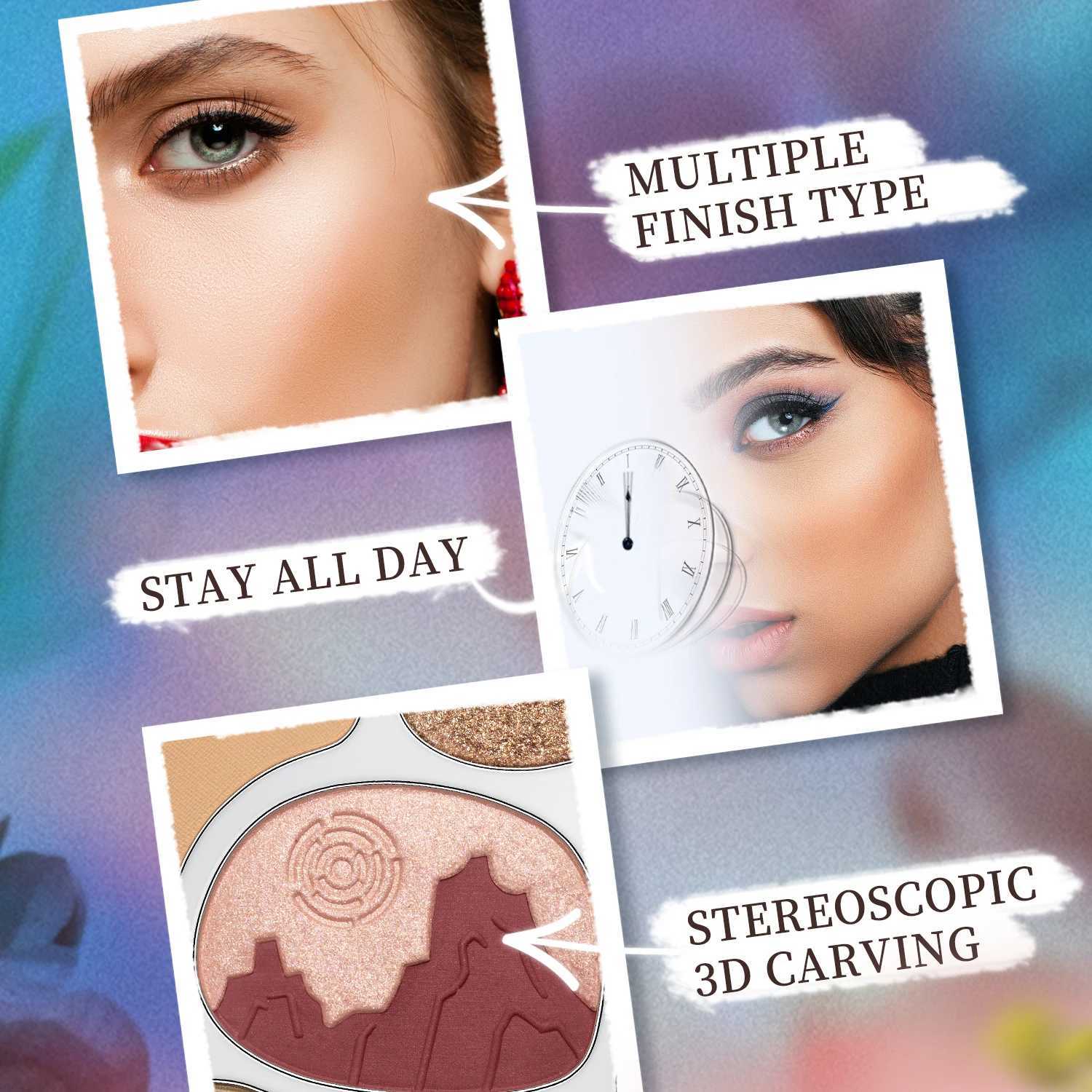 CATKIN Eyeshadow Blush Full Face Matte Shimmer Glitter High Pigmented Face Highlighter Shading Powder W250520