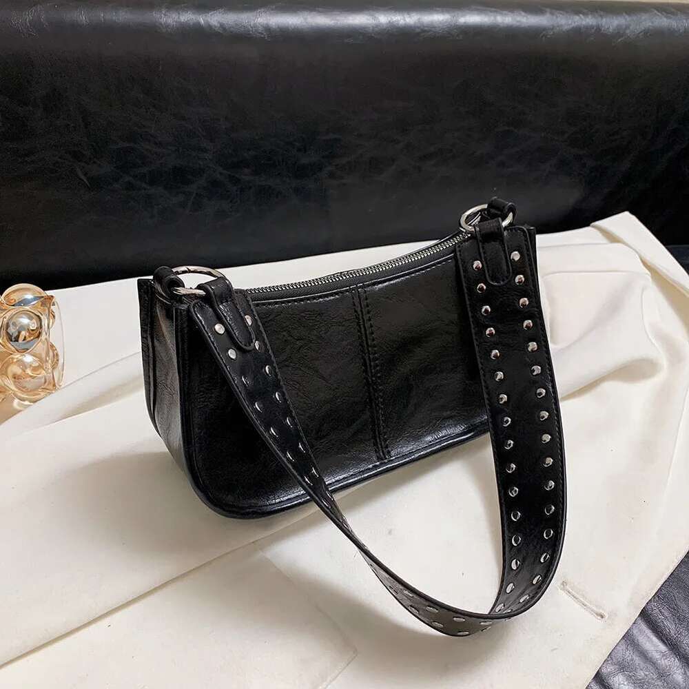 Vintage PU Leather For Women Shoulder Zipper Underarm Bag With Adjustable Strap Y2k Hobo Crossbody Sling Stylish Purse