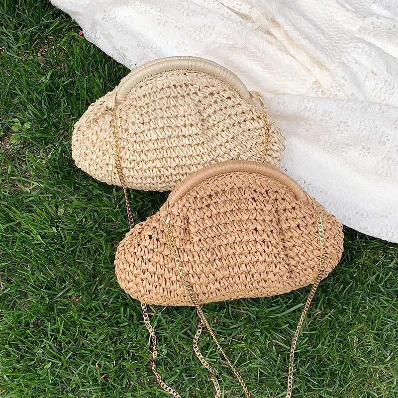 Hot Selling Summer New Straw Weaving Crossbody Fashionable And Casual Shell Women's Shoulder Bag With Excellent Texture Designer Bags