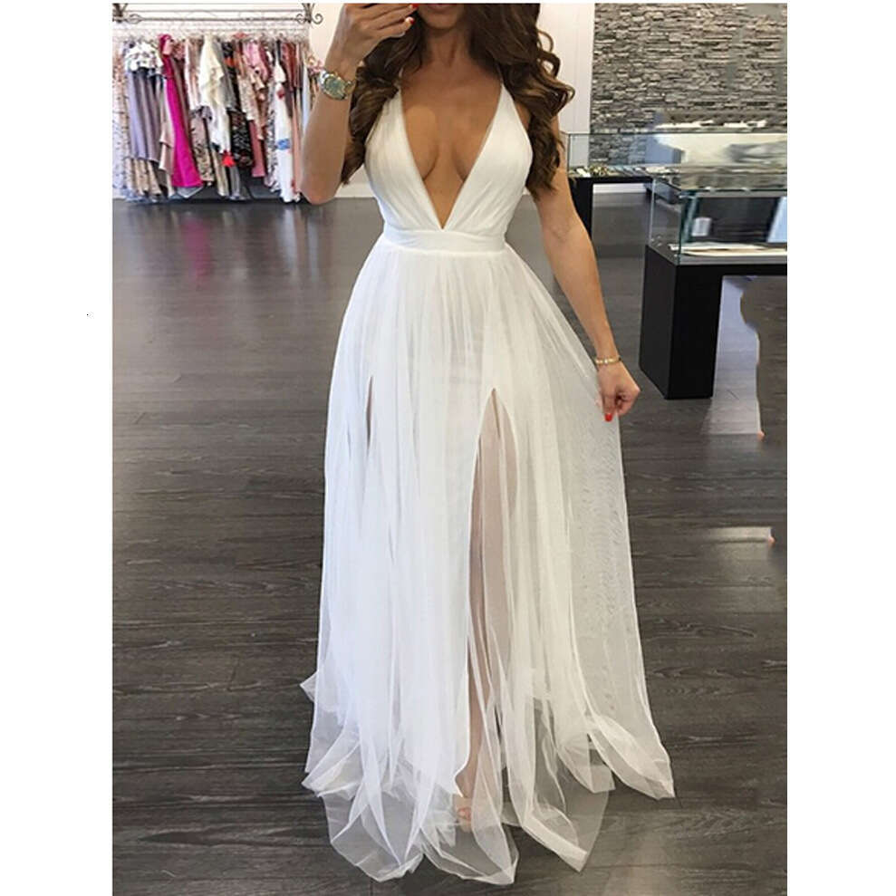 European American popular mesh camisole dress long skirt 2025 new style chic and elegant clothing