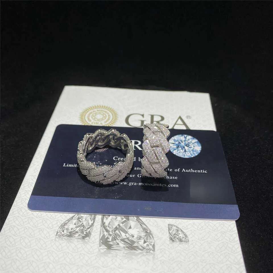 Band Custom Hip Hop Sterling Sier Vvs Moissanite Dia Rings Men Iced Out Ring Gold Plated Cuban