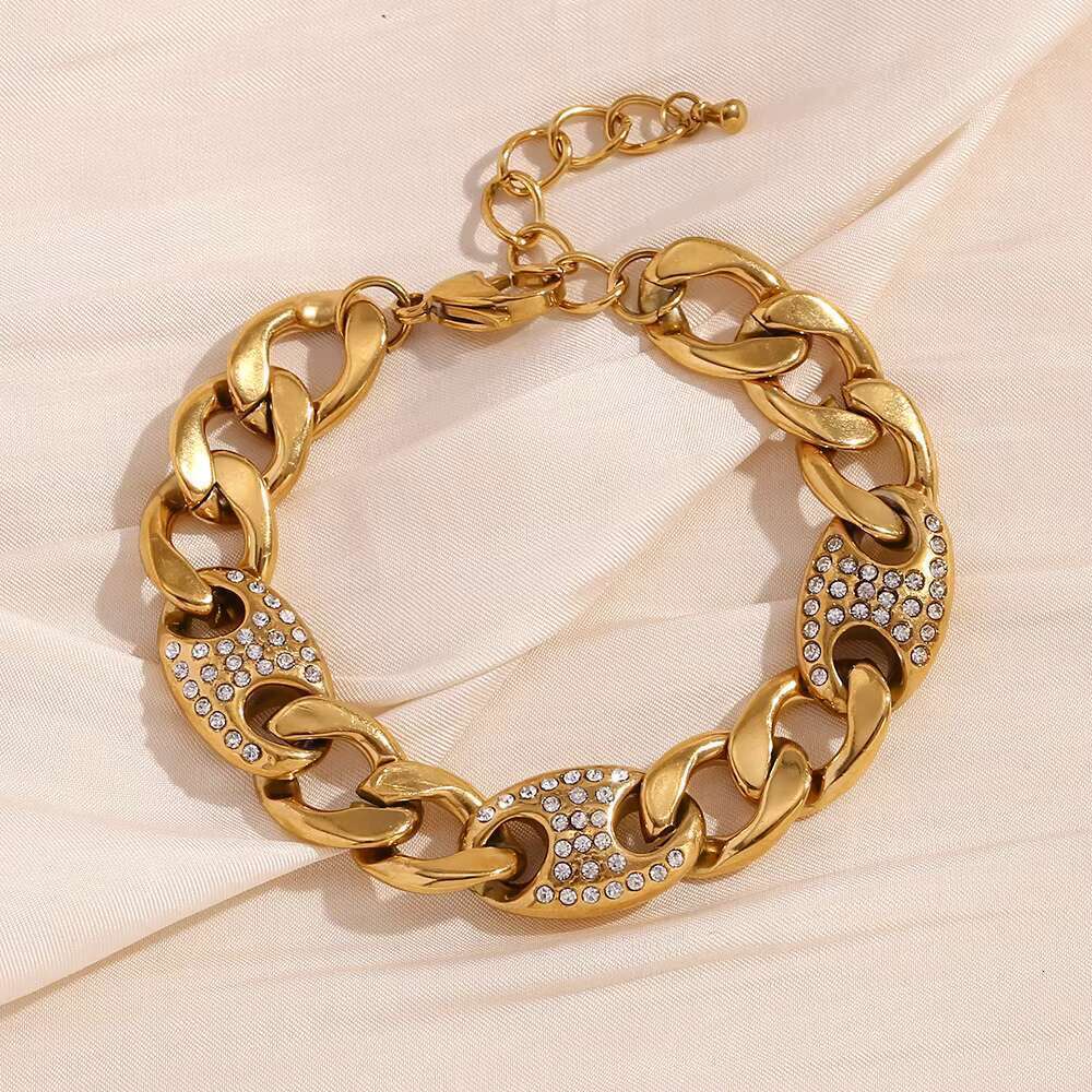 Autumn Cold Stainless Steel Gold Women's Chain Bracelet