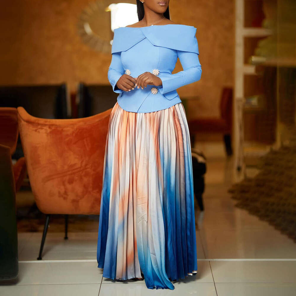 Women's Wear D3309 New Fashionable Elegant One Neck Top And Long Skirt Set