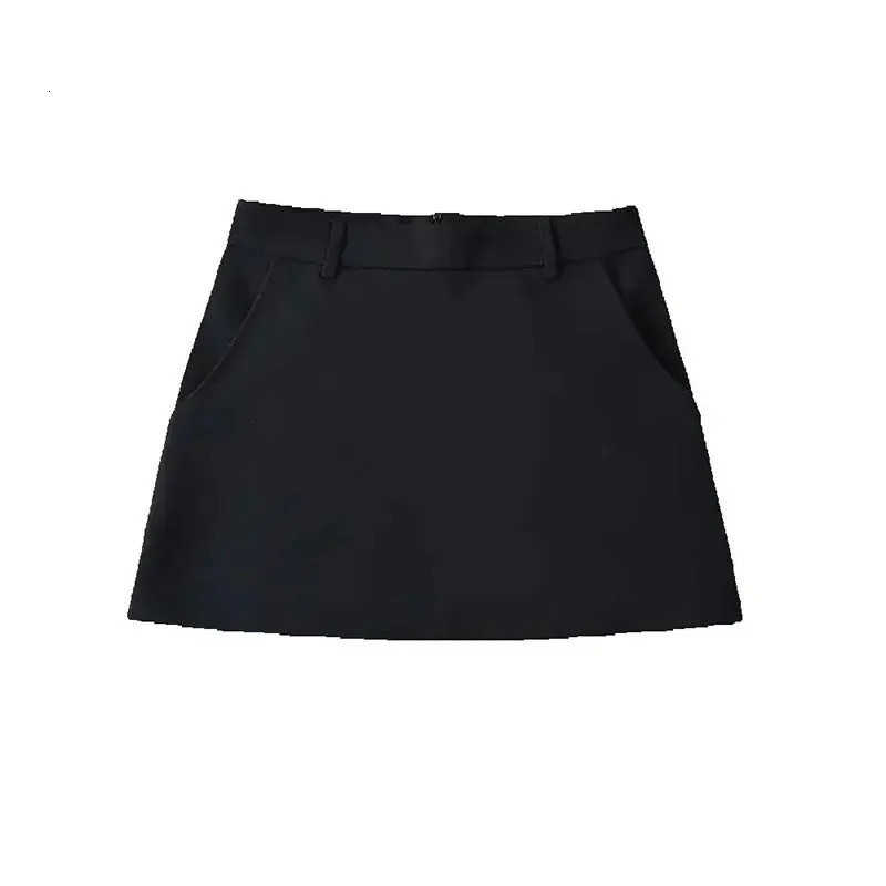 Mooyufon Women Fashion Solid Back Zipper ALine Mini Skirt Vintage High Waist Female Chic Lady Skirts 250520