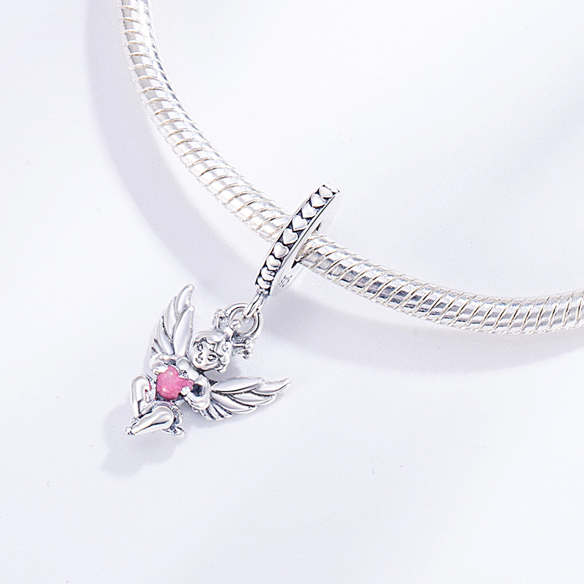 FewDook 2025 New High Quality Silver Plated Angel Baby Fatima Virgin Mary Charm Beads Fit Original Pan Bracelet DIY Women Fine Accessories Jewelry Des