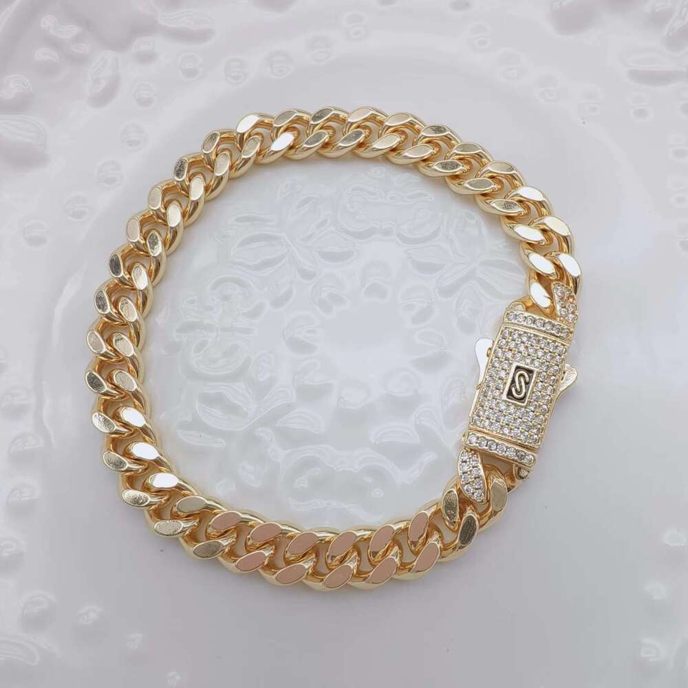 JML 2025 New Design Hip Hop Style Fashion Shining Jewelry 14k Plated High Quality Men's Monaco Gold Cuba Bracelet