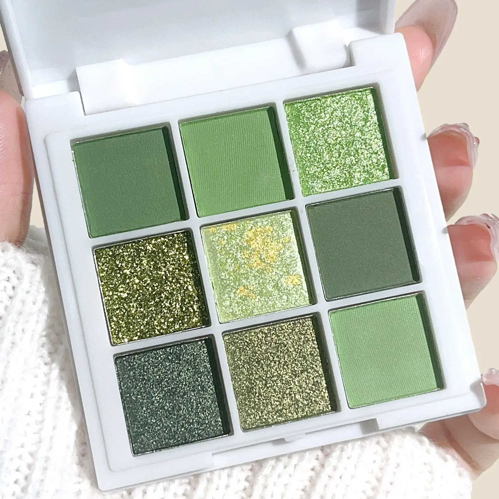 Green Eyeshadow Avocado Cream Nine-Color Brightening Eye Enhancer Reflective Diamond Nine-Square Eyeshadow Palette Wholesalers W250520