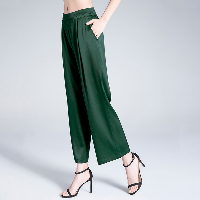 OC60502 Duty Free Women's Straight-Legged Trousers Made of Fine Mulberry Silk - Lightweight & Flowing Design