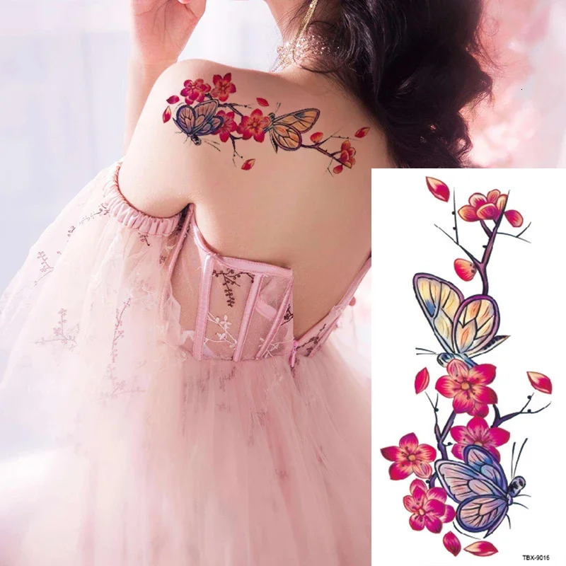 Wholesales 100Pcs Flolwer Temporary Tattoo Sticker 3D Beauty Flower Rose Body Tatoo stickers art pattern 250515
