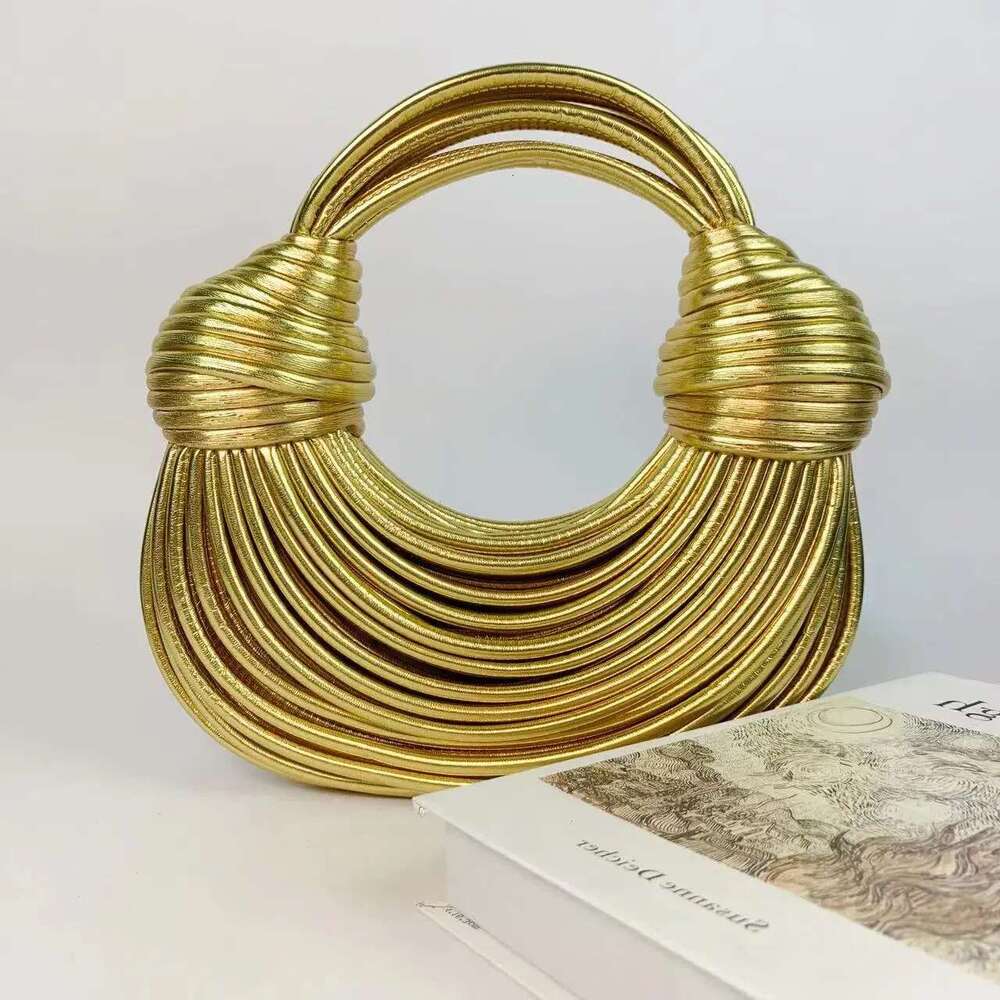 Handbags For Women New Gold Brand Handwoven Noodle Bags Rope Knotted Pulled Hobo Evening Clutch Chic