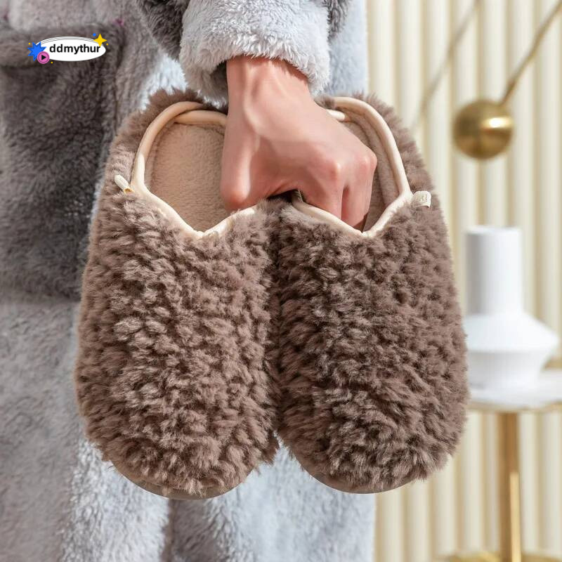 Crestar Warm Fluffy Women Winter New Indoor Soft Sole Fuzzy Bedroom Flat Slides Non-slip Fleece Lind Fur House Slippers ddmythur