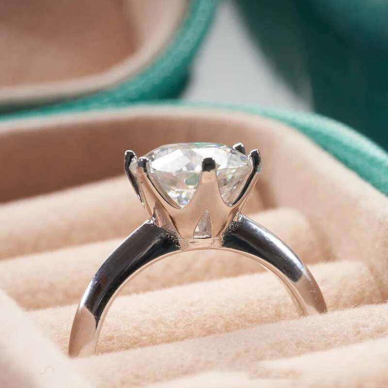 COSFIX 1-3ct Moissanite Rings For Women Round Cut Six Claws Women Moissanite Ring Blue Pink Green Womens Moissanite Ring 2023