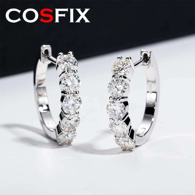 COSFIX Earrings 2022 Trend New Moissanite Dangle Huggie Earring 100% 925 Sterling Silver Hoops Woman Original Jewelry for Girls