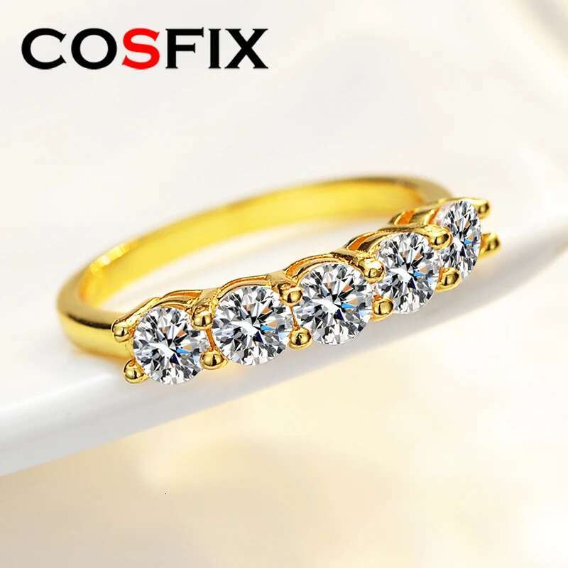 D Color Women Moissanite Ring s925 Silver 4mm Moissanite Row Ring for Women Luxury Yellow Women Full Moissanite Rings 2023