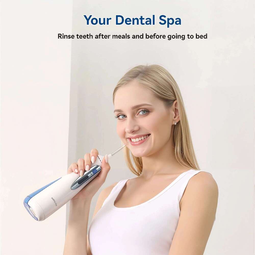 Waterpulse oral dental floss irrigator, tooth cleaner 240ML, 3-speed adjustable, 2000mAh, 4 replacement nozzles