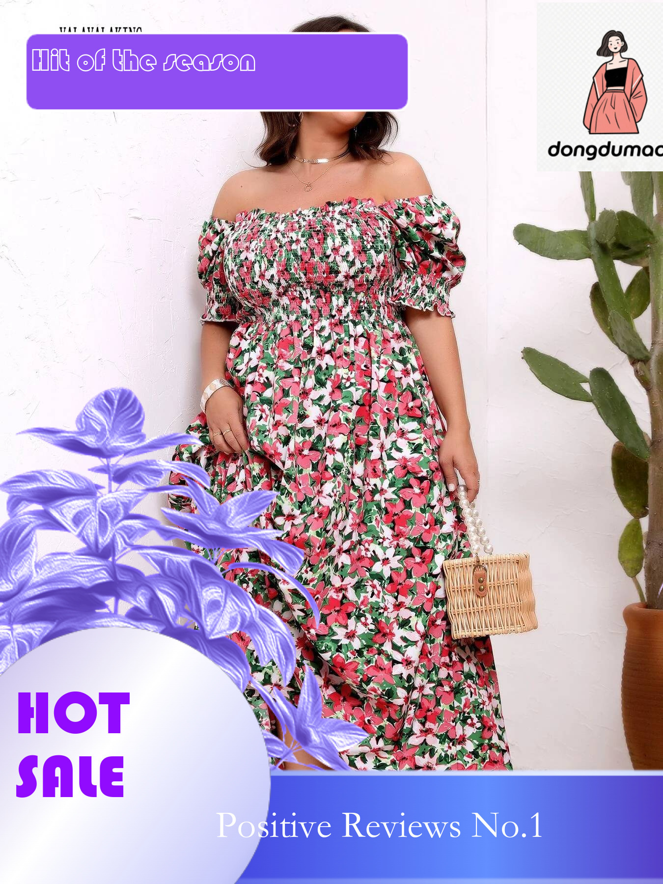 dongdumaoyi 2025 Casual Off The Shoulder Plus Size Long Women Summer Flower Print Vacation Ladies Elegant Ruffle Bohemian Dress