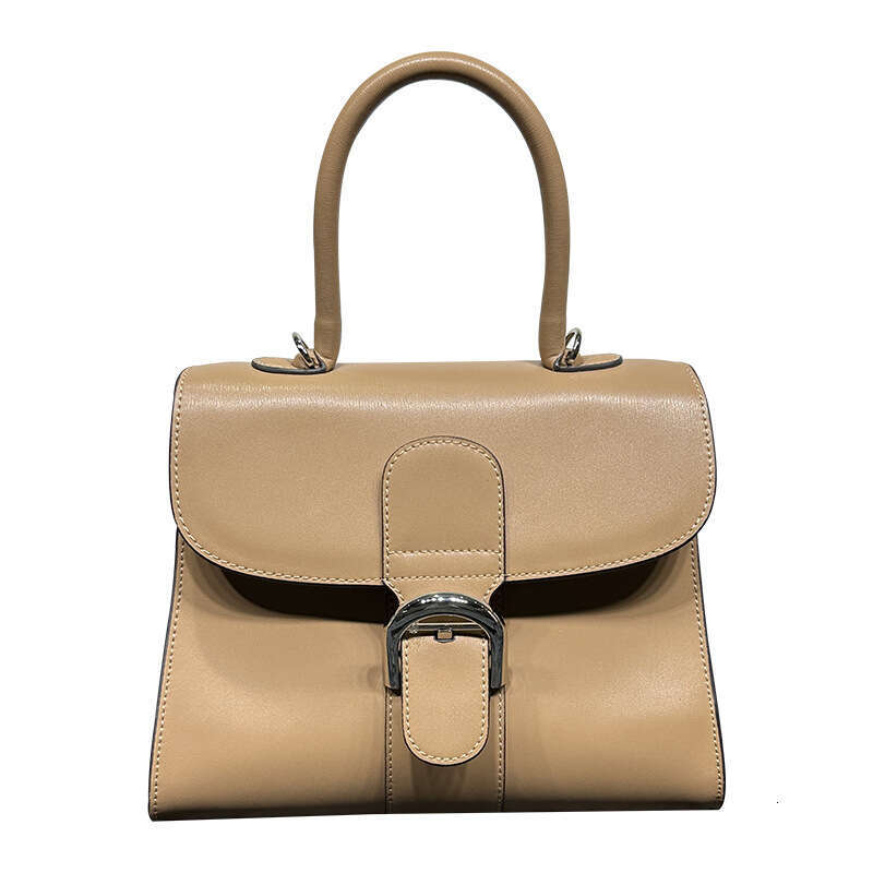 New Snow White Brillant Color blocked Box Leather Horseshoe Buckle Crossbody Bag Horizontal Handbag
