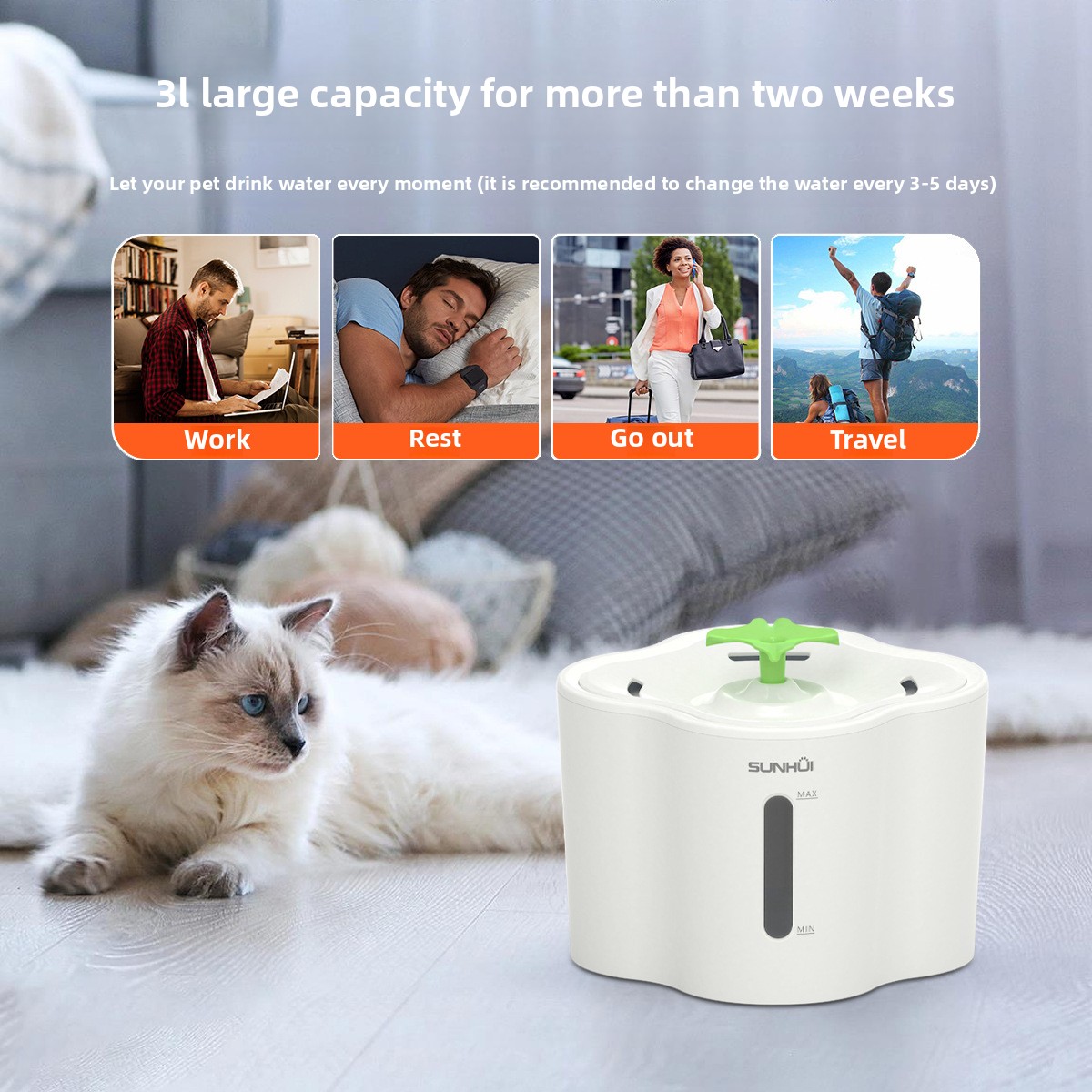 Smart Automatic Pet Water Fountain - Large Capacity Cat Dog Drinker with Filtration, Circulating System Dry-Burn Protection