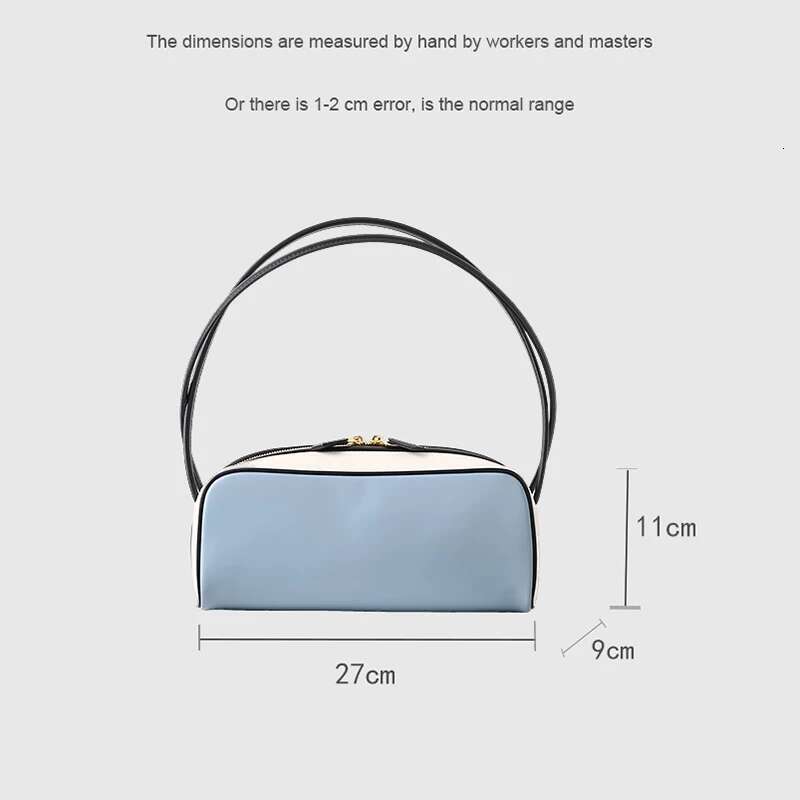 New Genuine Leather Pa Handbag Women's Contrast Color High-end Bowling Brand Shoulder Commuting Green Underarm Bag