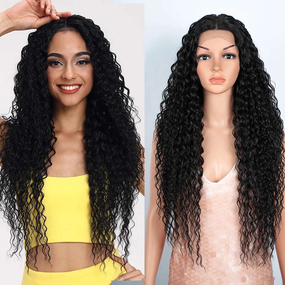 Synthetic 30 Inch Long Curly Hair Wigs For Women Ombre Brown HD Lace Front Cosplay Wig Heat Resistant