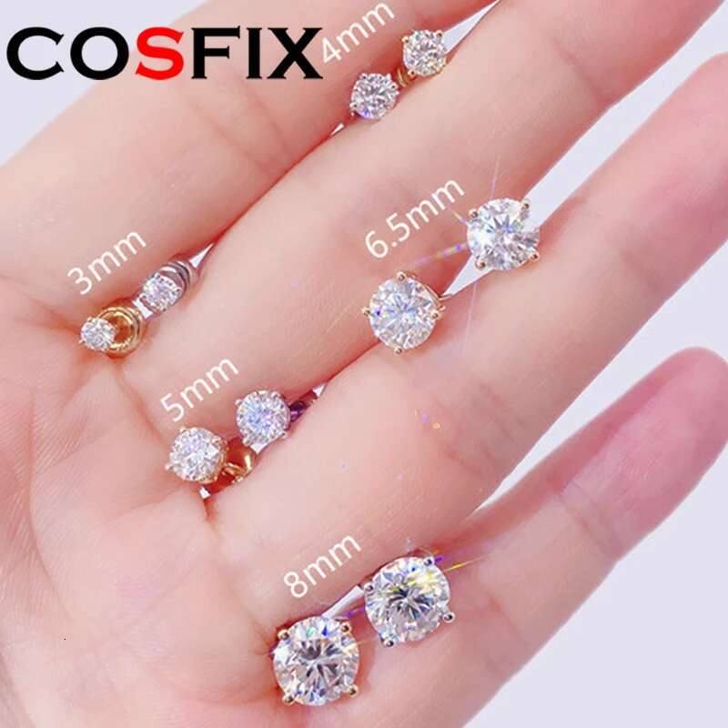 0.2-2ct Womens Moissanite Earrings D Color Six Claws Screw Moissanite Earrings 2023 Trend Silver 925 Real Moissanite Jewerly