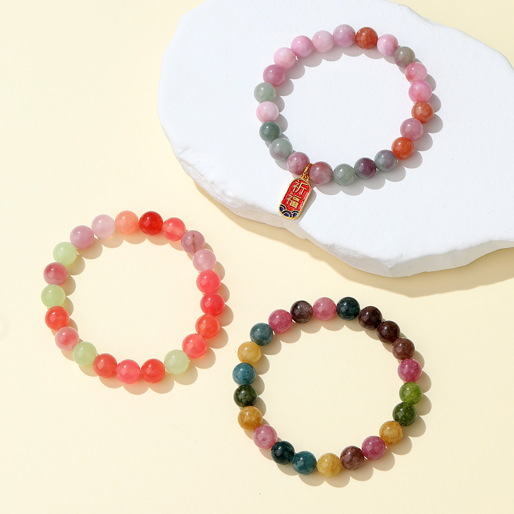 New Chinese style prayer pendant dopamine round bead bracelet, candy necklace, a colored night market scenic area jewelry
