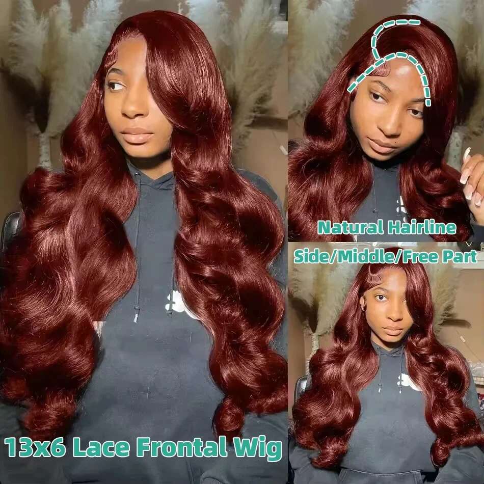 Mossily 250 Density Reddish Brown Body 13x4 HD Human Hair Wig Water Wave Pre Plucked 13x6 Lace Frontal Wigs