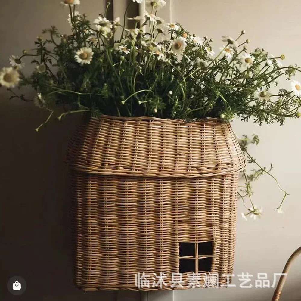 Handmade House Rattan Bag Wicker Woven Handbags Cute Basket For Women 2023 Summer Beach Bags Square Box Purses Clutch Tote
