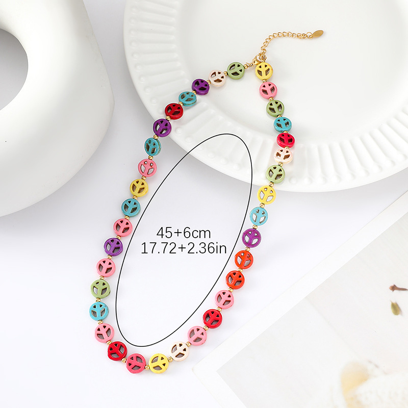 colorful small flower splicing turquoise bead necklace, Bohemian light niche collarbone chain