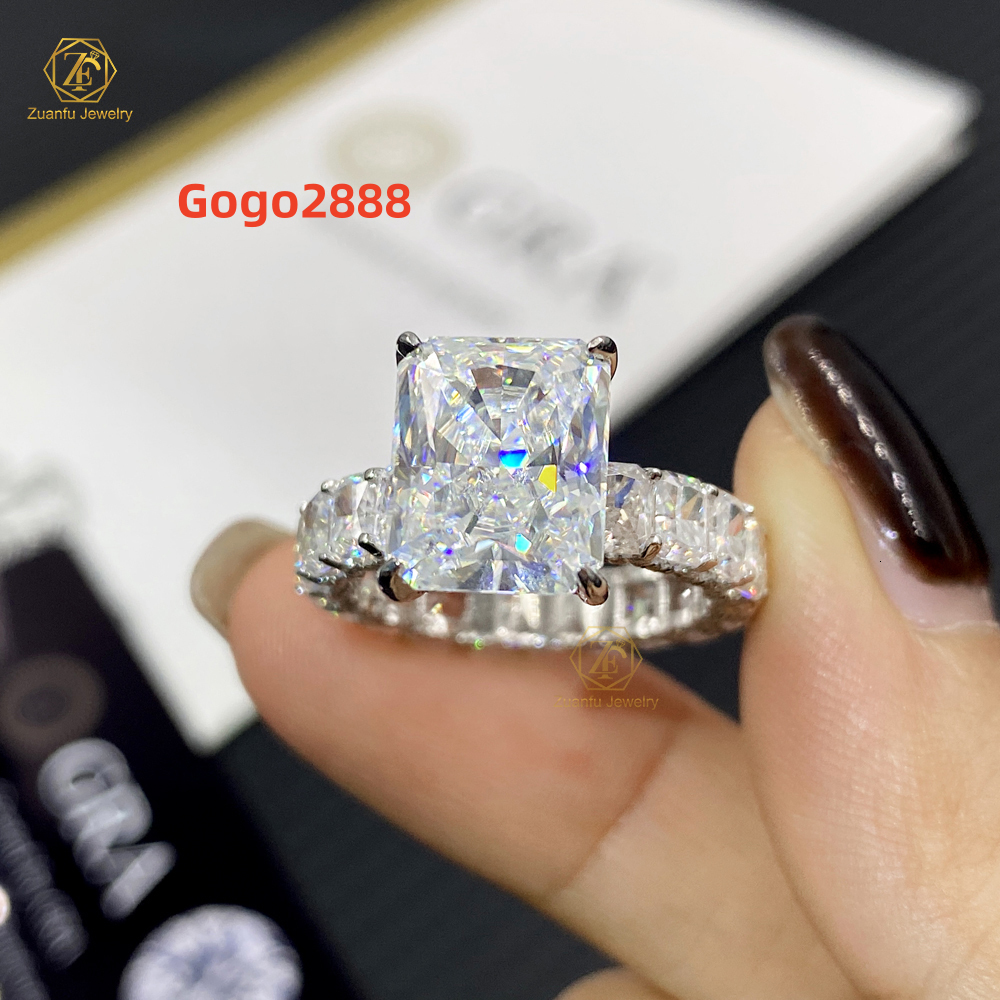 Fine Jewelry Luxury 925 Sterling Silver Wedding Engagement Ring 9X11mm 5CT Radiant Cut Diamond Ring D Color VVS Moissanite Ring