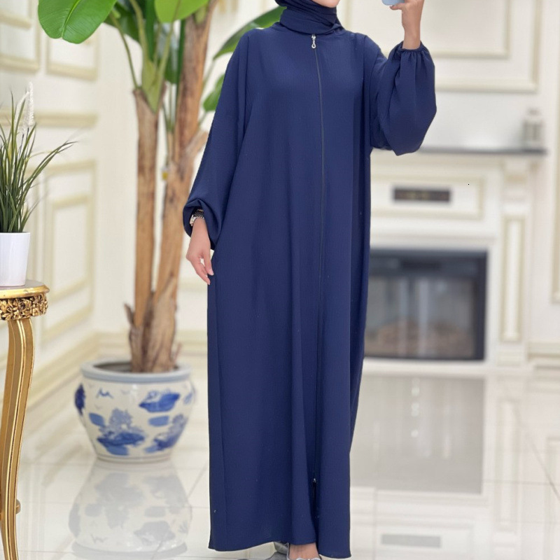 Designer Fashion Dubai 2025 Solid Abaya Prayer Headband Robe Clothing Zipper Women's Long Dress